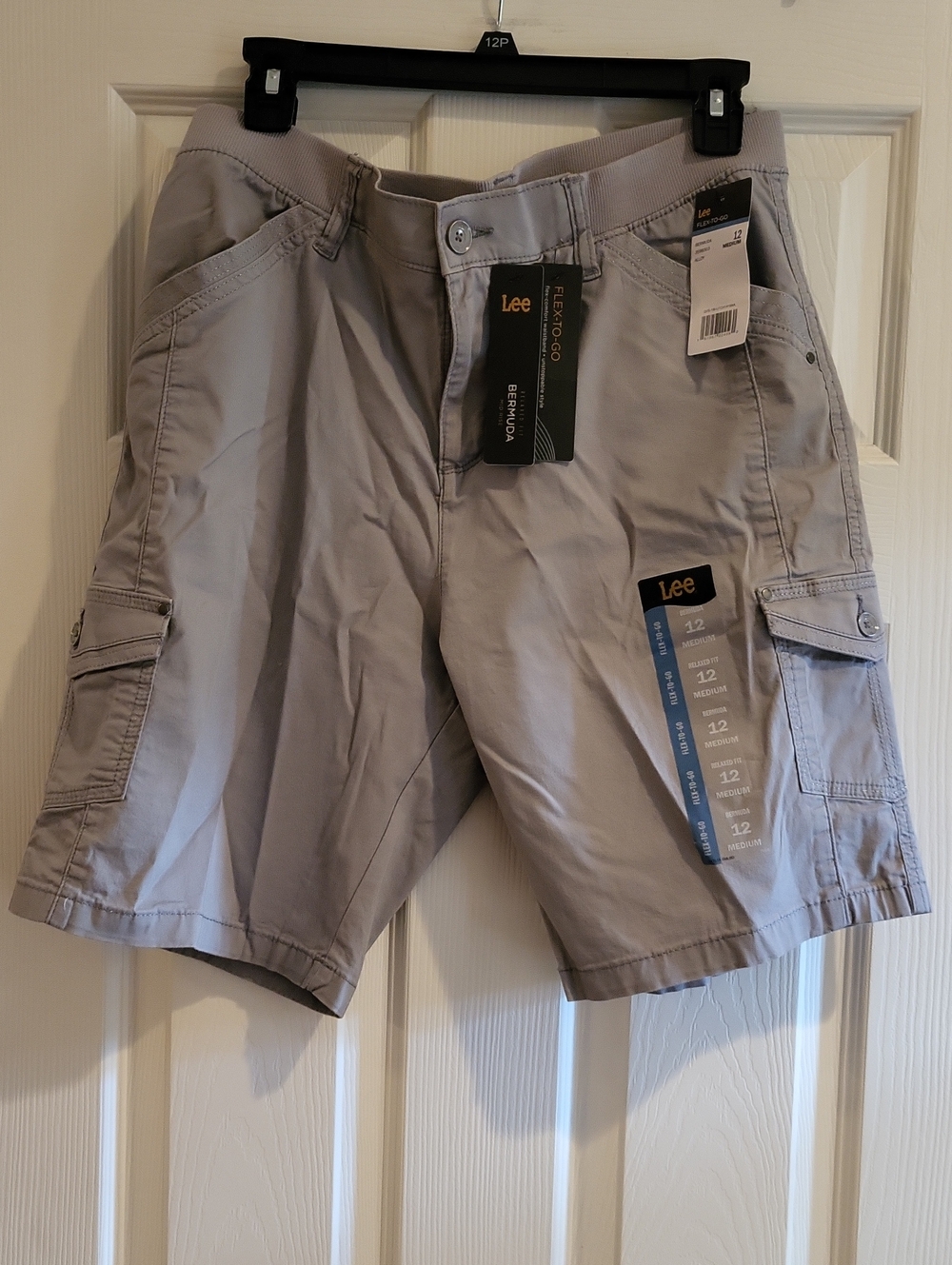 NWT Lee Flex-To-Go Bermuda Cargo Shorts Gray/Alloy Size 12